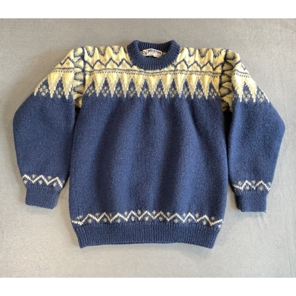 Handmade Sweaters - Vintage Maurtua Norwegian Sweater Hand Knit Norway Wool Shrunken Small